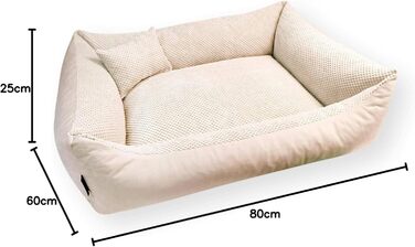 М'яке ліжко для собак Teo 80x60 см, бежеве - знімний та пральний чохол
