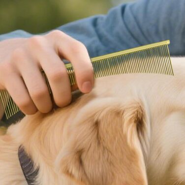 Гребінець для собак та щітка для котів: інструмент для видалення ковтунів, догляд за шерстю, для цуценят, довгошерстих порід, після купання (золотий)