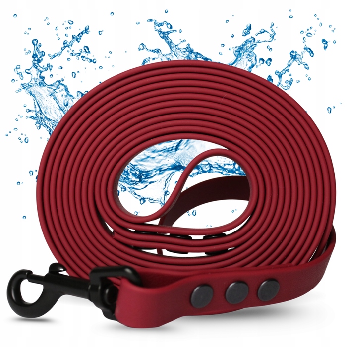 Повідець для собак (малих та великих порід) 20м, водонепроникний, міцний, довгий, червоний