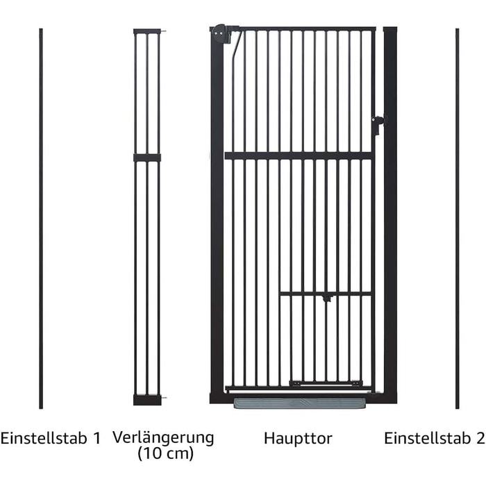 Кітниця UniPaws для дверей, 142 см, з дверцятами для котів, ширина 95–105 см, для собак та котів, для сходів та дверей, білий колір (чорний, ширина 79-95 см)