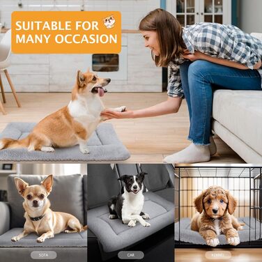 М'яке та тепле ліжко для собак - килимок-матрац для домашніх тварин, зручне, двостороннє, легко миється, PS085 (106x71 см, сірий)