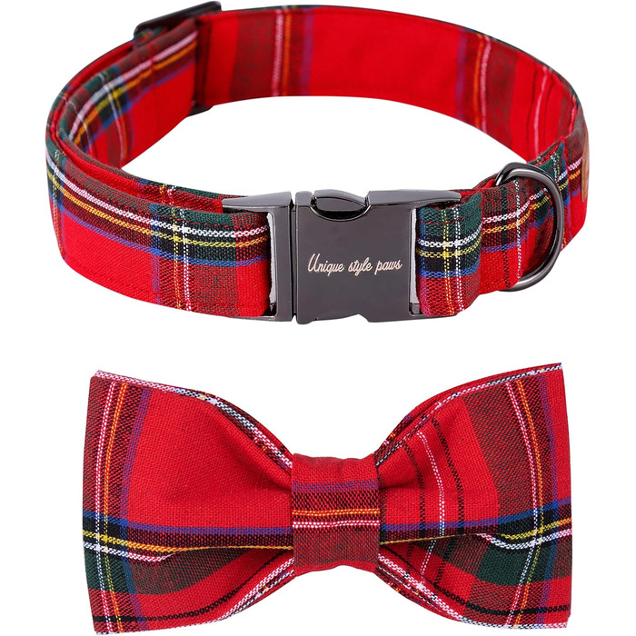 Нашийник для собак Unique Style з бантиком, регульований, для собак та котів, червоний, XXS-XL