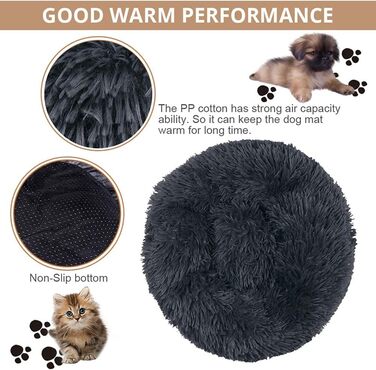 Крісло-ліжко для собак великих порід, ортопедичне, м'яке, зручне, Ø 120 см, темно-сіре, Haoye