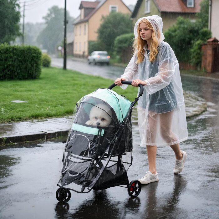 PawHut візок для собак та котів 2-в-1, складний, до 10 кг, з подушкою, сітковими віконцями, дверима та кошиком для зберігання (зелений)