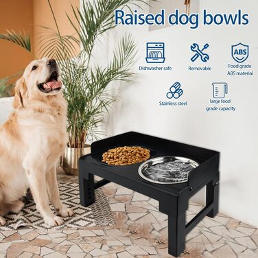 Підвищена годівниця для собак Dokeno, регульована по висоті, велика, для собак великих, середніх та малих порід, миска для повільного годування, не проливаються, стійка для мисок