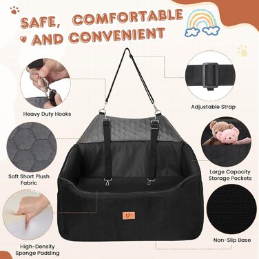 Автомобільний лежак для собак середніх та великих порід 78x55x53 см, знімний, миючий, з поводом, водонепроникний чохол, для великих собак