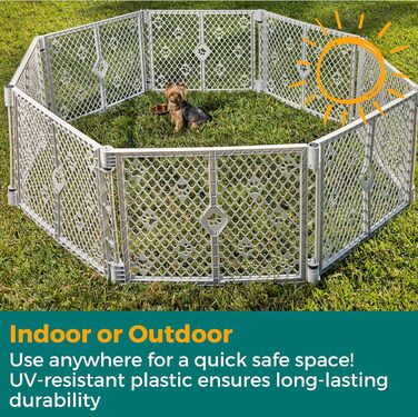 Вольєр для собак MYPET з 8 панелей, сірий, довговічний та стійкий до УФ-випромінювання, портативний, регульований, зручний для тварин, дизайн з відбитком лапки
