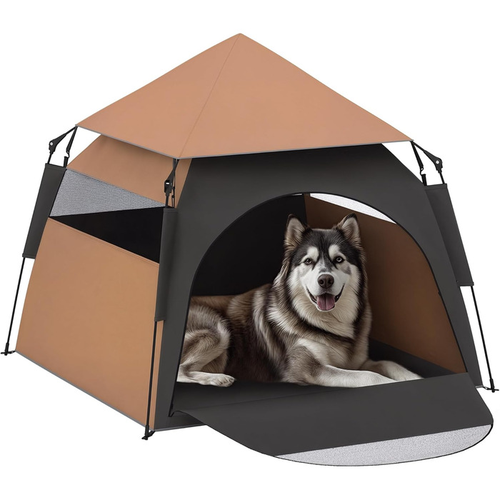 Паві Гат Тент для собак та котів, будиночок для тварин на вулицю, намет-типі, з мішком для перенесення, коричневий