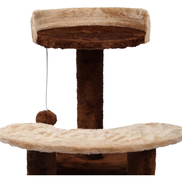 Дряпальня для котів Wiltec 67 см, чорно-біла з сизалю, платформа, будиночок та іграшковий м'яч, крізь котячий комплекс