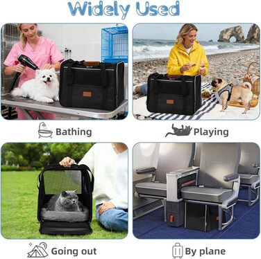 Транспортна сумка для котів Alaoo, переноска для котів та собак, чорна, до 7 кг