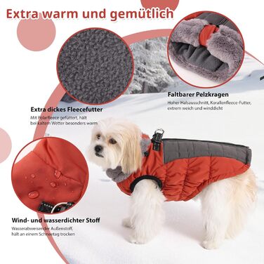 Тепла зимова жилетка для собак Savlot з D-кільцем (3XL, червона)