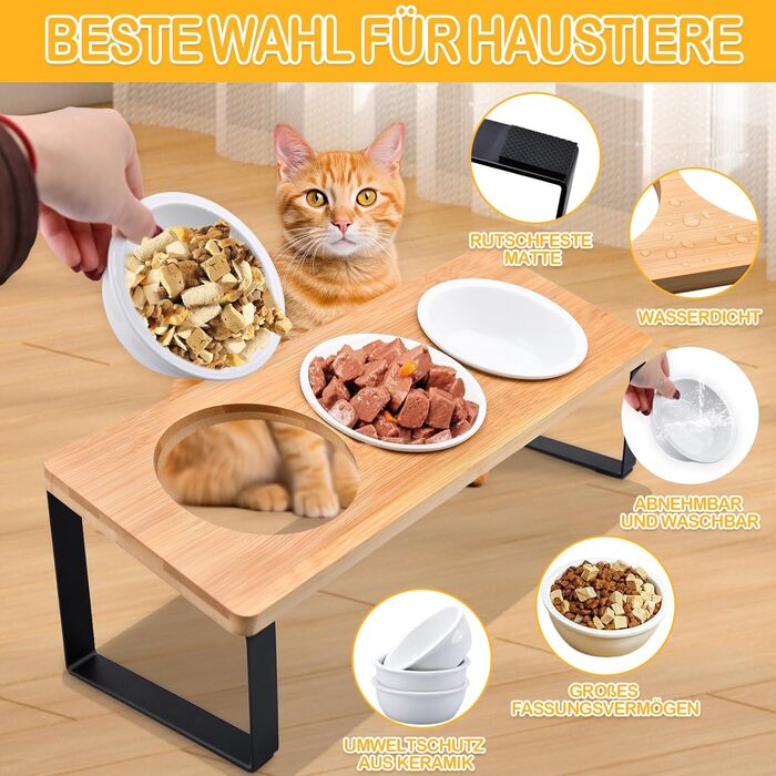 Набір мисок для котів ZOBMIO (3 шт.) з нахилом 15°, 12.5 см, 200 мл, з підставкою з силікону, придатні для миття в посудомийній машині, для котів та маленьких собак