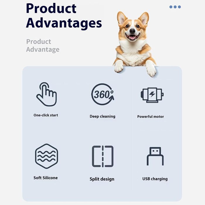 Автоматична мийка лап для собак AOOOWER - для малих, середніх та великих тварин, з регулюванням швидкості та порошком