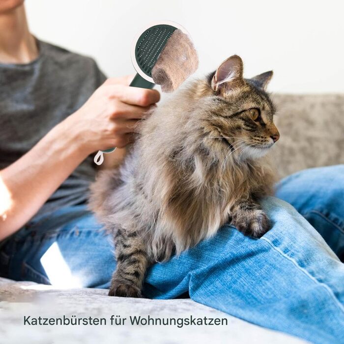 Щітка Slicker для собак та котів | Гребінець для кошенят | Ергономічна щітка з функцією UV та кнопкою випуску шерсті для щоденного догляду за тваринами, зелена