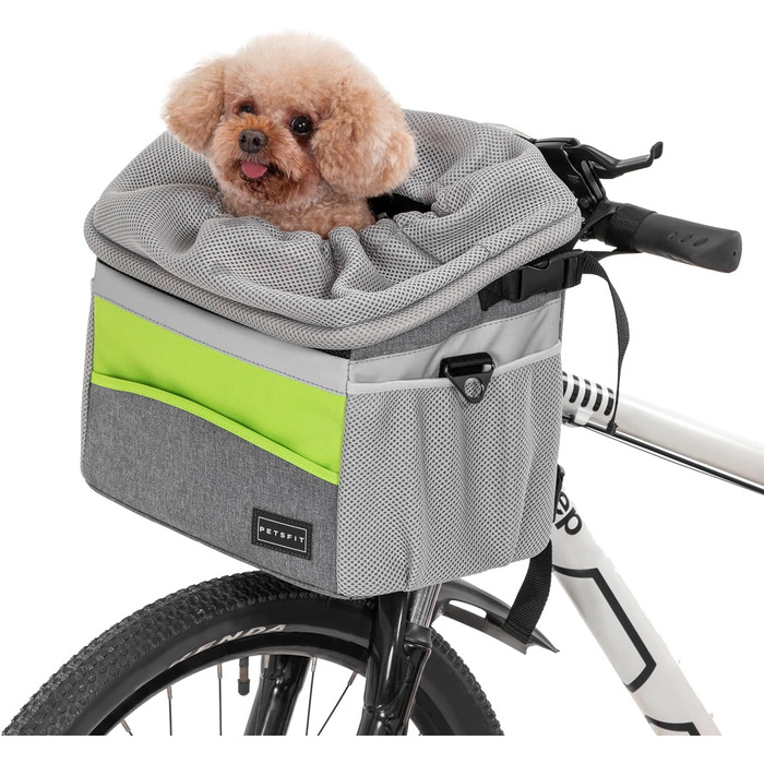 Транспортна сумка для собак та котів Petsfit: рюкзак, переноска, складана, сіра+зелена