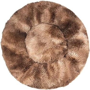 Кругле ліжко для собак та котів, м'яке гніздо-подушка для великих та маленьких собак, котів та домашніх тварин (діаметр 60 см, Tie-Dye Кава)