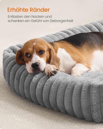 Feandrea Крісло-ліжко для собак, велике ортопедичне, знімний чохол, м'яка підстилка, 91 x 68 x 18 см, сірий (PGW312GD01 L)