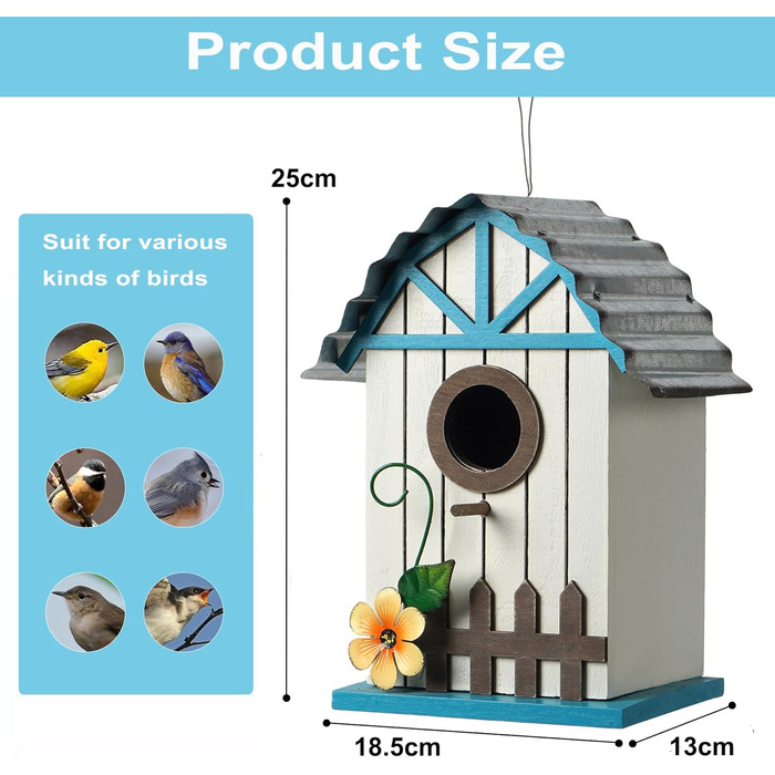 Дерев'яний будиночок для птахів Vogelhaus - годівниця та гніздовий ящик для диких птахів (28x18.5x31.5 см)