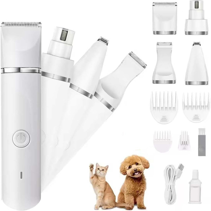 Професійний триммер для собак та котів Dr Pfoten Multitrim Pro 4-в-1: вологостійкий, тихий, акумуляторний набір для грумінгу