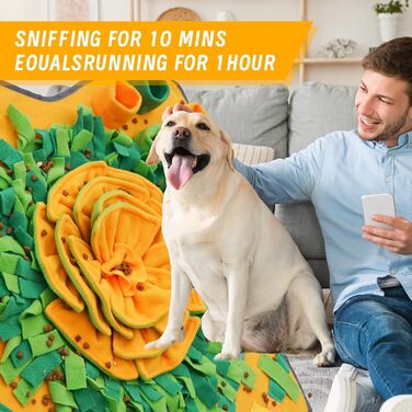 Килимок-нюхалка для собак HDOELGP, 70x70 см, оранжевий. Інтерактивна іграшка для собак, розвиває інстинкт пошуку їжі, легко миється. Підходить для малих та великих собак.