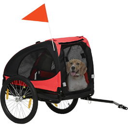 PawHut Причіп для собак, велосипедний причіп для собак, швидкознімні кріплення, водостійкий, оксфордська тканина, сталь, 140 x 71 x 83 см (Червоний)