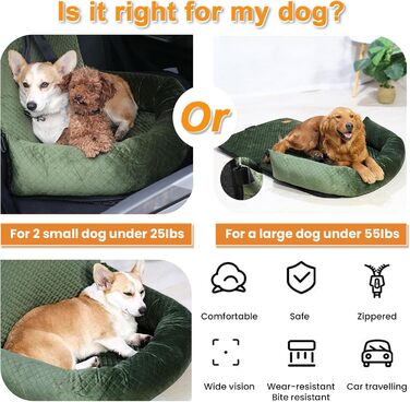 Автокрісло для собак на заднє сидіння, автосидіння для тварин, миється, для маленьких та середніх собак, переноска для собак з неслизьким покриттям та ременем безпеки, рожевий колір