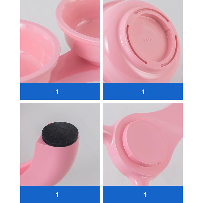 Набір мисок для котів 2 шт. з підняттям - міцні, з широкою основою, нековзні, сумісні з посудомийною машиною, зручні для вусів (Рожевий, Double)