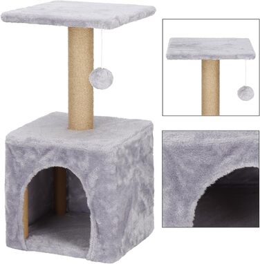 Кігтеточка SPRINGOS для котів з лежанкою, 245 см, сіра, регульована висота