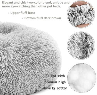 Ортопедичне ліжко для собак, кругле м'яке гніздечко для собак та котів, з водонепроникним дном, біле, Ø 50 см