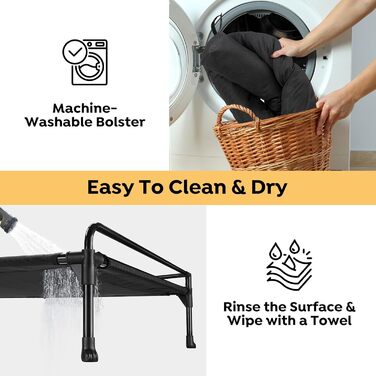 Лежанка для собак Veehoo Outdoor, чорна, 74 x 46 x 18 см. Охолоджуюча, піднята, знімний бордюр, для подорожей, миється.