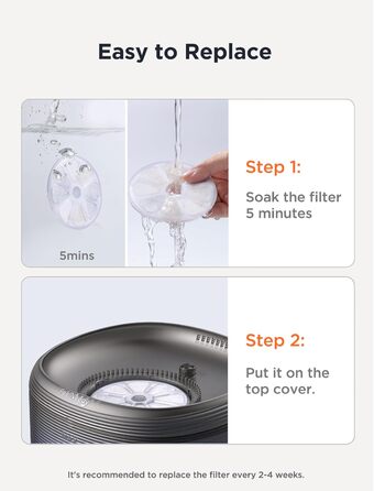 Фонтанчик для котів FEELNEEDY 3.2L, тихий, 2 режими потоку, чорний, з адаптером та 3 фільтрами (E-6)