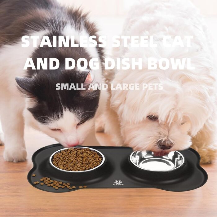 Набір мисок для тварин PET'S HUB з силіконовим килимком (Чорний, Маленький)