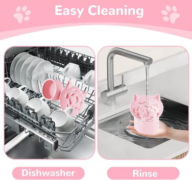 Підвищений годівниця для котів - годівниця для повільного годування, регульована висота, силікон, рожева