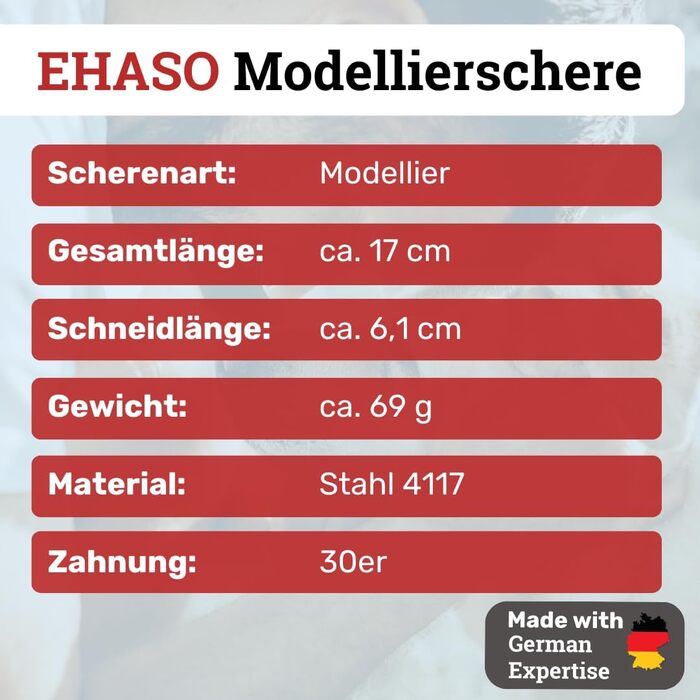 Моделююча ножиці EHASO, нержавіюча сталь, 17 см, 30 зубців