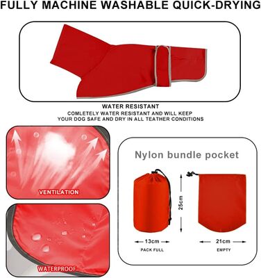 Водонепроникний дощовик для віндхундів, Whippet та Lurcher, Soer, червоний (XL)
