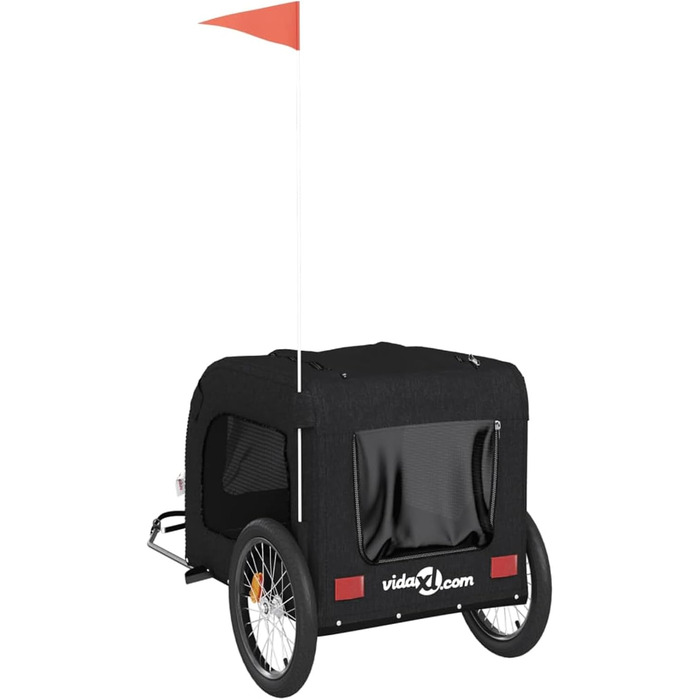 Фасба Причіп для собак, причіп для велосипеда, причіп для собак з відбивачами та прапорцем, причіп для котів та домашніх тварин, чорний, матеріал Оксфорд, метал, 133,5 x 69 x 73,5 см (Д x Ш x В)