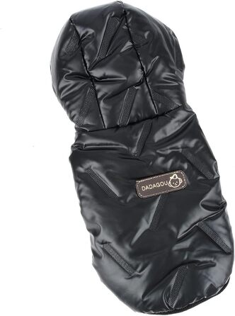 PAIDEFUL Зимовий теплий пуховик для собак - куртка з капюшоном для цуценят, чихуахуа, котів. Розмір M, чорний. Водонепроникний, захист від вітру. Довжина спини 25 см, обхват грудей 37 см.