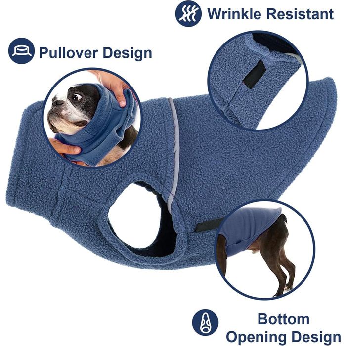 Тепла флісова жилетка для собак, пухнастий теплий пуловер для цуценят, розмір XXS, блакитний