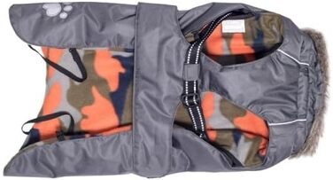 Теплий зимовий пуховик для собак Chiara з шлейкою, сірий, розмір L, з відбиваючими смугами та штучним хутром