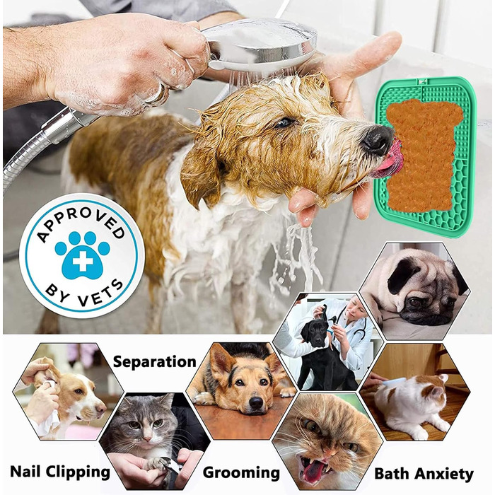 Килимок для лизання собак Kwispel: великий, з присосками, для заспокоєння, з дозатором ласощів, для собак та котів (зелений)