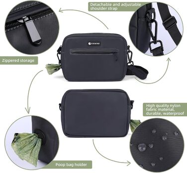 Сумка для ласощів для собак COOWONE, водонепроникна, з дозатором кульок, для прогулянок та тренувань (темно-сірий)