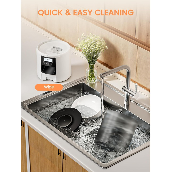 Автоматичний кормушка для котів та собак, 4л, з таймером, 1-6 прийомів їжі на день, з функцією запису голосу (10 сек)