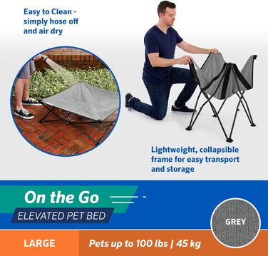 Підняте ліжко для тварин Coolaroo On The Go, розмір L, сіре
