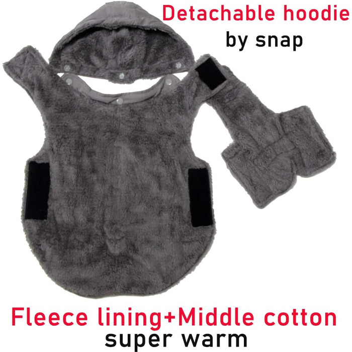 Теплий флісовий худі для собак маленьких та середніх порід. Зручна куртка для цуценят на холодну зиму. Сірий колір, розмір M (1 шт.)