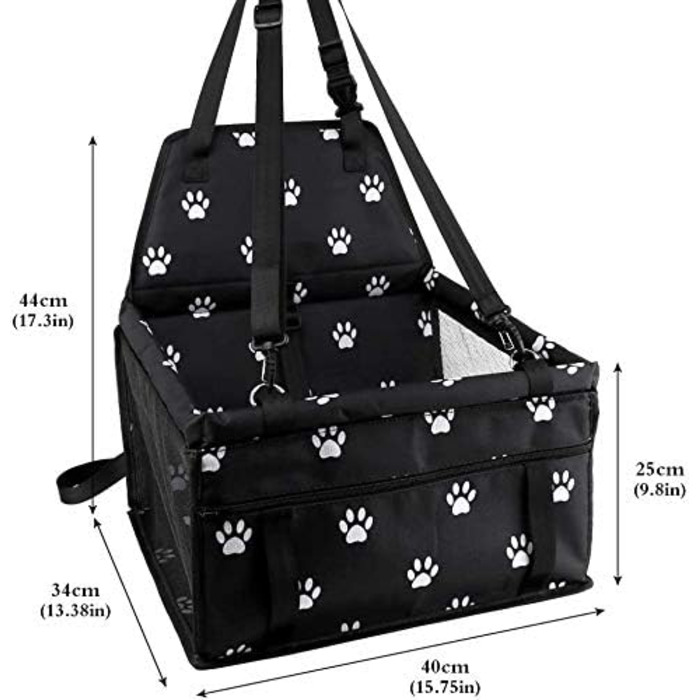 Автомобільний аксесуар MENGQI для собак: водовідштовхуючий, дихаючий килимок-підстилка для автомобіля, безпечний бустер, зручна переносна сумка (чорний/білий)