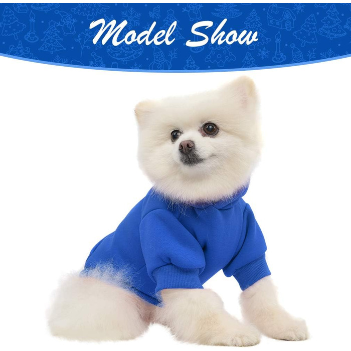 Теплий худі для собак з капюшоном, блакитний. З отвором для повідка та кишенею. Зимовий одяг для собак XS-XXL.