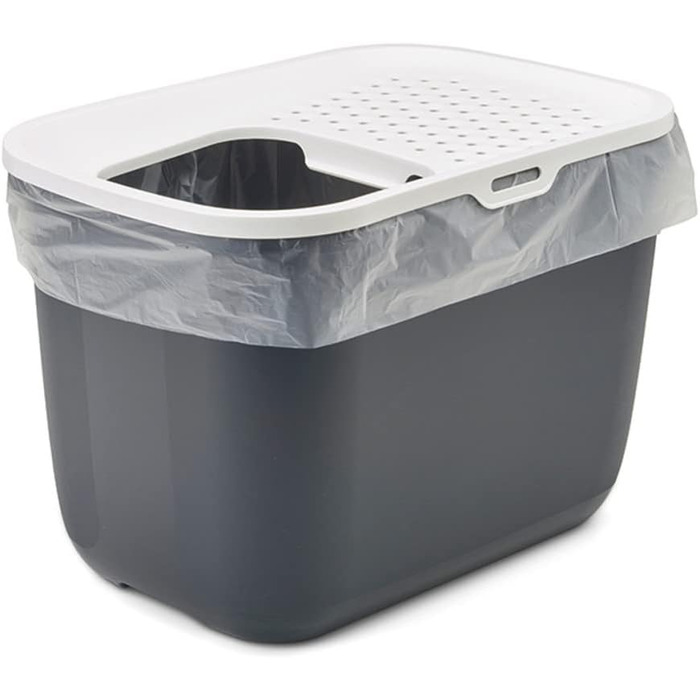 Лотку для котів Katzentoilette Hop In, сірий антрацит/білий, 58,5 x 39 x 39,5 см
