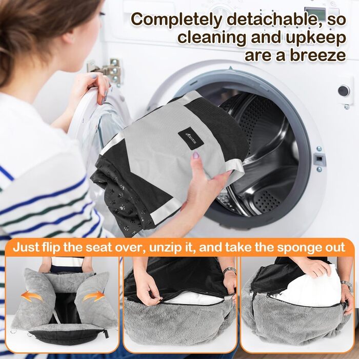 Автомобільний лежак для собак 3-в-1 – переносна лежанка для маленьких собак, з розкладною поверхнею, м'яким матрацом, для переднього та заднього сидіння, чорний