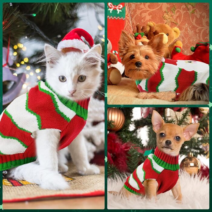 Пуловер для собак на Різдво: Костюм Святого Миколая для собак, малого, середнього та великого розміру. Червоний пуловер з повідком та отвором для хвоста. Ідеальний одяг для домашніх тварин. Розмір L.