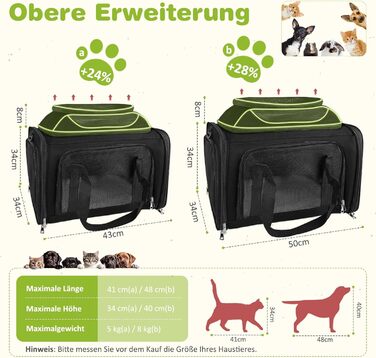 Транспортна сумка для кота/собаки TOFFCAEA, переноска для тварин, складана, чорна, 43 x 28 x 28 см